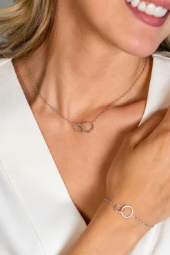 ZINZI zilveren paperclip schakel ketting met ronde vormen 42-45cm ZIC2275