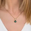 ZINZI zilveren parelhanger geelverguld 18mm witte zirconia's groene parel ZIH1151GG (zonder collier)