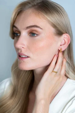 ZINZI zilveren ring extra 14K geel verguld geribbeld design ZIR2245