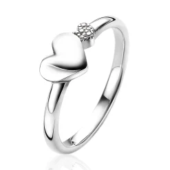 ZINZI zilveren ring hartjes glad en witte zirconia's ZIR2137