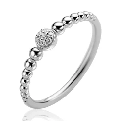 ZINZI zilveren ring met bolletjes motief en witte zirkonia's ZIR2817