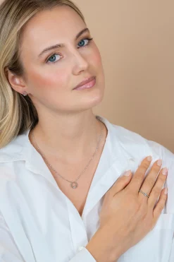 ZINZI zilveren ring met bolletjes motief en witte zirkonia's ZIR2817
