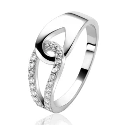 ZINZI zilveren ring met twee in elkaar gevlochten druppelvormen ZIR2768