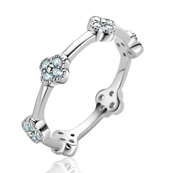 ZINZI zilveren ring (5mm breed) met lichtblauwe klavers ZIR2663
