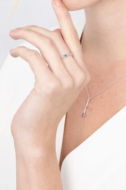 ZINZI zilveren ring rond driehoek druppel wit blauw ZIR2091