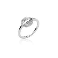 ZINZI zilveren ring rond wit ZIR1444