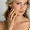 ZINZI zilveren ring vierkant saffierblauw en witte zirconia's ZIR2453