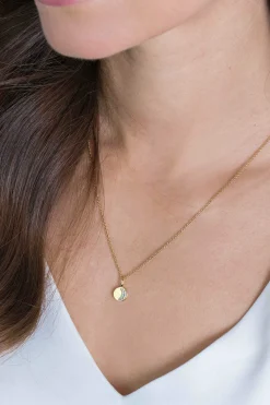 ZINZI zilveren ronde hanger geel verguld halve maan wit ZIH2067G (zonder collier)