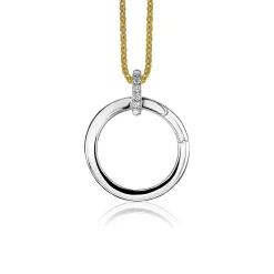 ZINZI zilveren ronde hanger 21mm met sluitring wit ZIH2061 (zonder collier)