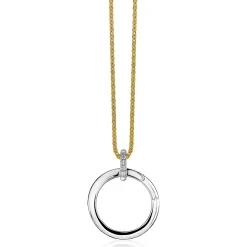 ZINZI zilveren ronde hanger 21mm met sluitring wit ZIH2061 (zonder collier)
