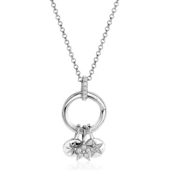 ZINZI zilveren ronde hanger 17mm met sluitring wit ZIH2060 (zonder collier)