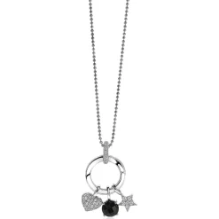 ZINZI zilveren ronde hanger 17mm met sluitring wit ZIH2060 (zonder collier)