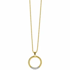 ZINZI zilveren ronde hanger 22mm in geel verguld gedraaid witte zirconia ZIH2128Y (zonder collier)
