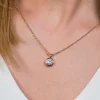 ZINZI zilveren rosé vergulde hanger rond witte zirconia ZIH3