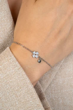 ZINZI zilveren schakelarmband met klavertje vier en hartje hanger ZIA2783
