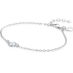ZINZI zilveren schakel armband met een lichtblauwe klaver in het midden 16-19cm ZIA2905B