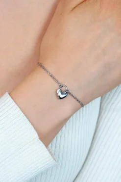 ZINZI zilveren schakelarmband met hartvormige slot hanger 17-20cm ZIA2673