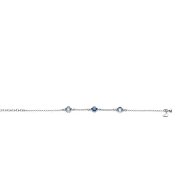 ZINZI zilveren schakel armband met twee lichtblauwe klavers en een donkerblauwe klaver in het midden 17-20cm ZIA2663B