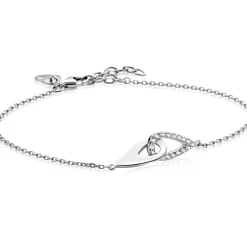 ZINZI zilveren schakelarmband met twee in elkaar gevlochten druppelvormen ZIA2768