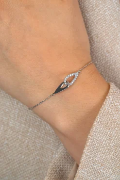 ZINZI zilveren schakelarmband met twee in elkaar gevlochten druppelvormen ZIA2768