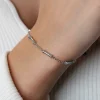 ZINZI zilveren schakel armband met vijf gladde bamboe vormen 17-20cm ZIA2577