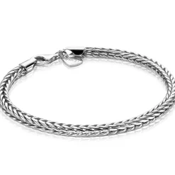 ZINZI zilveren schakelarmband vossenstaart 21cm voor de bredere pols 4mm breed ZIA1925-21