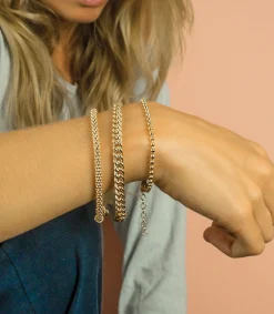 ZINZI zilveren schakelarmband geel verguld 4,5mm breed 19cm ZIA1057G