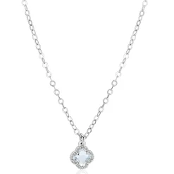 ZINZI zilveren schakelketting met een lichtblauwe klaver in het midden 40-45cm ZIC2905B