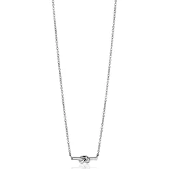 ZINZI zilveren schakel ketting met staafje en trendy knoop 45-48cm ZIC2613