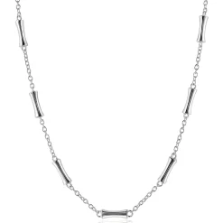 ZINZI zilveren schakel ketting met zeven gladde bamboe vormen 40-45m ZIC2577