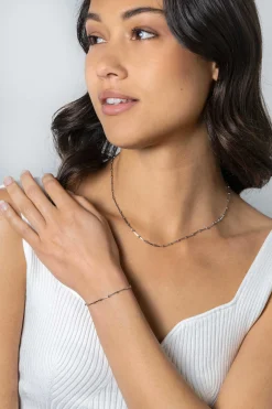 ZINZI zilveren slangen-ketting met vierkant geslepen schakels en 40 verfijnde glanzende bolletjes (2,5mm breed) 43-45cm ZIC2471