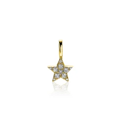 ZINZI zilveren ster hanger in geel verguld 13mm wit ZIH2138Y (zonder collier)