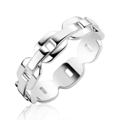 ZINZI zilveren stoere schakel ring 5mm breed ZIRBF152