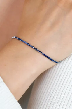 ZINZI zilveren tennis armband 2,1mm breed met rijzetting saffierblauwe kleurstenen ZIA2891B