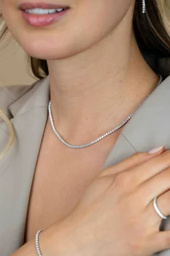 ZINZI zilveren tennis collier 45cm met rijzetting witte zirconia's 2,3mm breed ZIC2795
