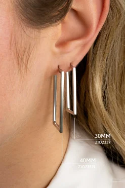 ZINZI zilveren trendy oorringen 40mm in rechthoek vorm buisdikte 2mm ZIO2337L