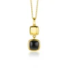 ZINZI zilveren tweezijdige hanger 14K geel verguld vierkant met zwarte onyx en wit parelmoer 30mm ZIH2257G (zonder collier)