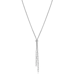 ZINZI zilveren Y-collier 43–46cm met popcorn schakel en twee bungelende kettinkjes ZIC2710