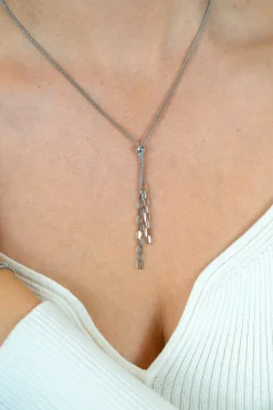 ZINZI zilveren Y-collier 43–46cm met popcorn schakel en twee bungelende kettinkjes ZIC2710