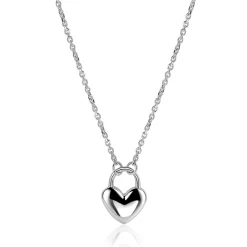 ZINZI zilvereren schakelketting met hartvormige slot hanger 18mm breed 42-45 cm ZIC2673